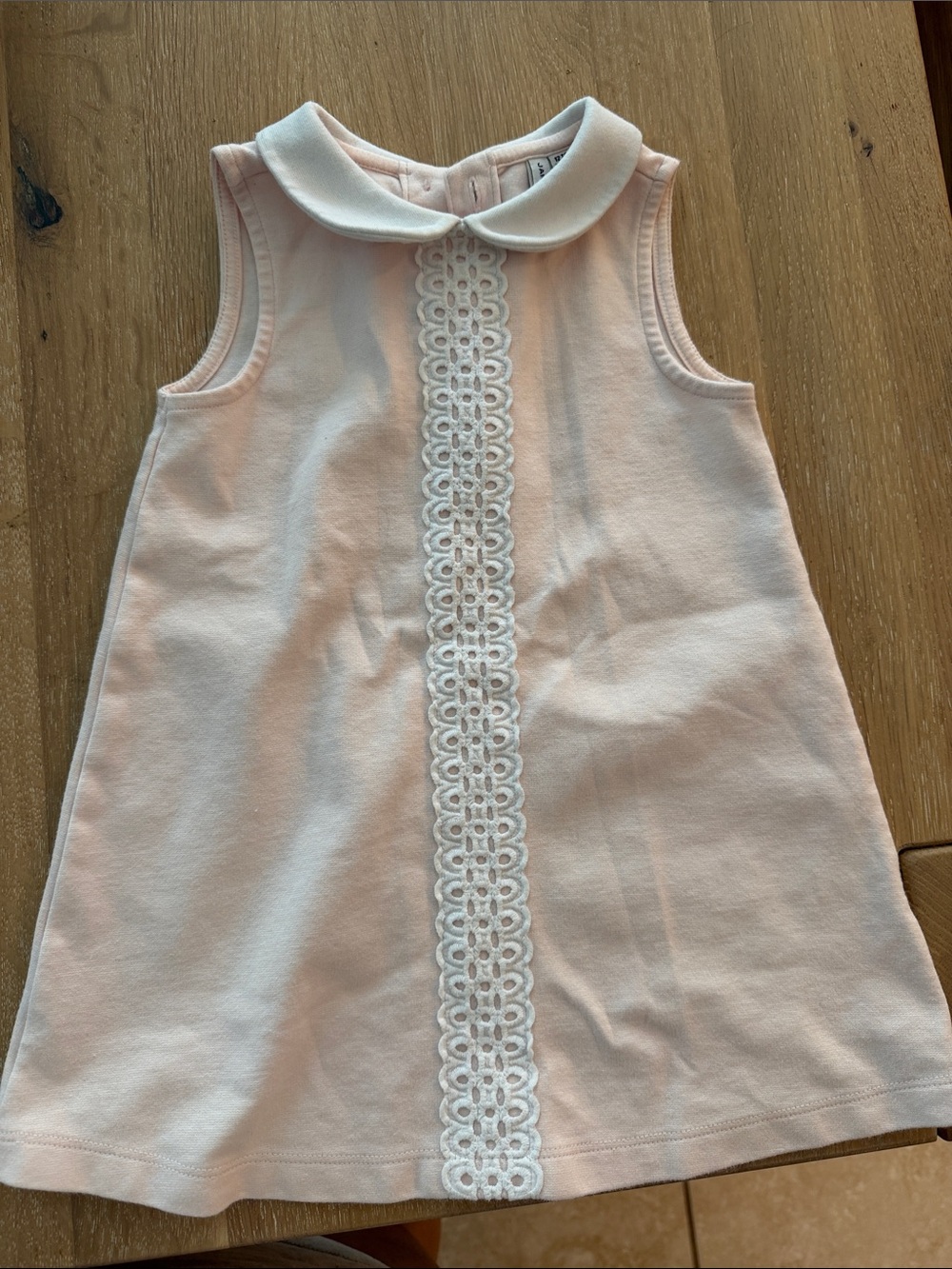 Janie and Jack Pale Pink Dress with White Collar and Trim